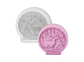 Molde silicona circulo labrado ciervo Navidad 